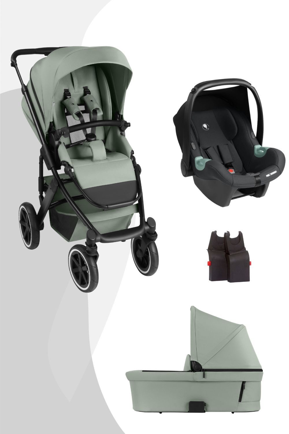 ABC Design Kombi-Kinderwagen Salsa 5 Air 3in1 inkl. Tulip Babyschale und Adapter, Ab Geburt, mit Babywanne, Babyschale und Sportwagenaufsatz