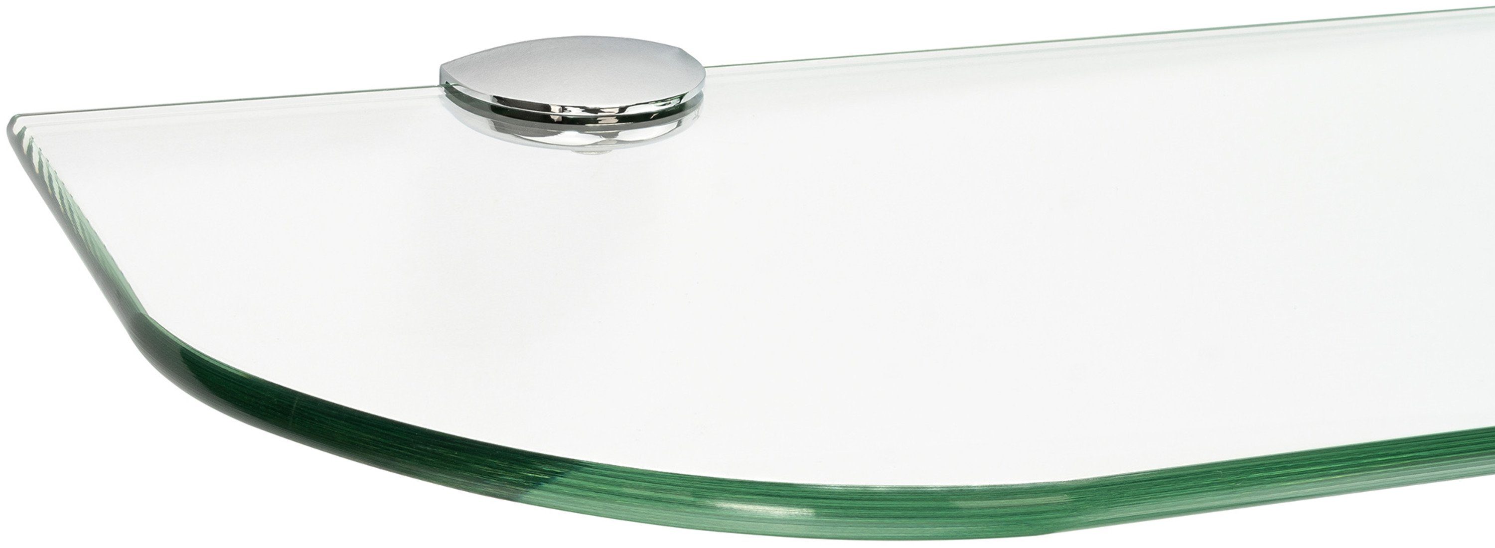 ib style Wandregal Glasregal 6mm klar 40 x 15 cm + Clip ROMY Verchromt, Glasboden aus ESG-Sicherheitsglas - Wandregal
