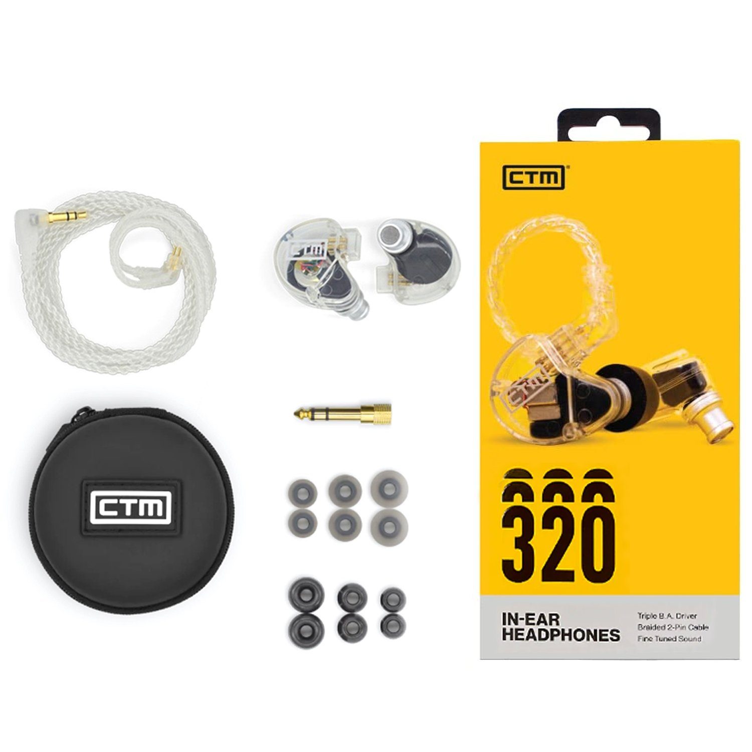 CTM Audio CE320 3-Weg InEar-Monitor Ohrhörer Clear In-Ear-Kopfhörer (Voller Sound, Präzision, nicht zutreffend, Übertragungsbereich: 20-16000Hz, Hoher Tragekomfort)