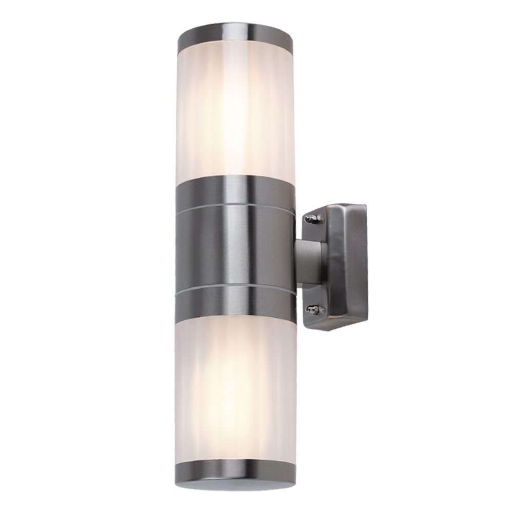 GLOBO LIGHTING Außen-Wandleuchte, Leuchtmittel nicht inklusive, Edelstahl Up Down Außen Beleuchtung Wand Leuchte