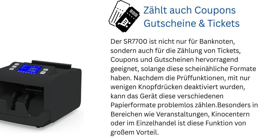 Securina24 Banknotenzähler Geldzählmaschine Geldzähler für gemischte Geldscheine SR7700