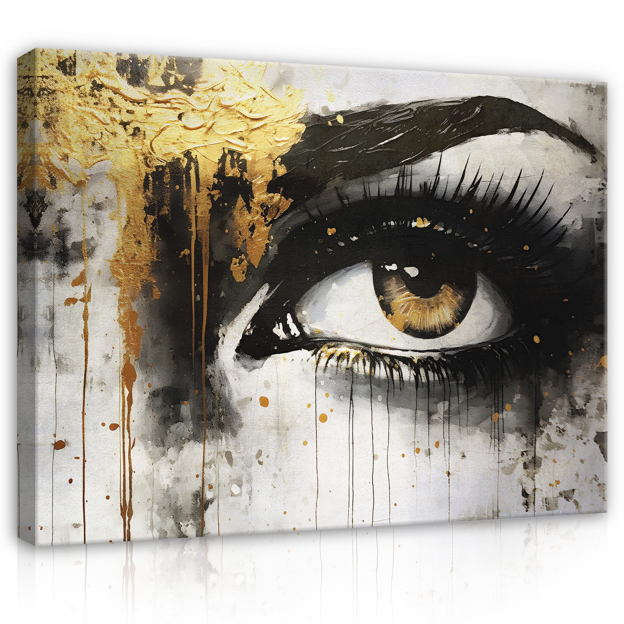 Tableau Abstrait Femme Doré Sur Toile WALLARENA - Grand Format, Design Moderne Pour Salon