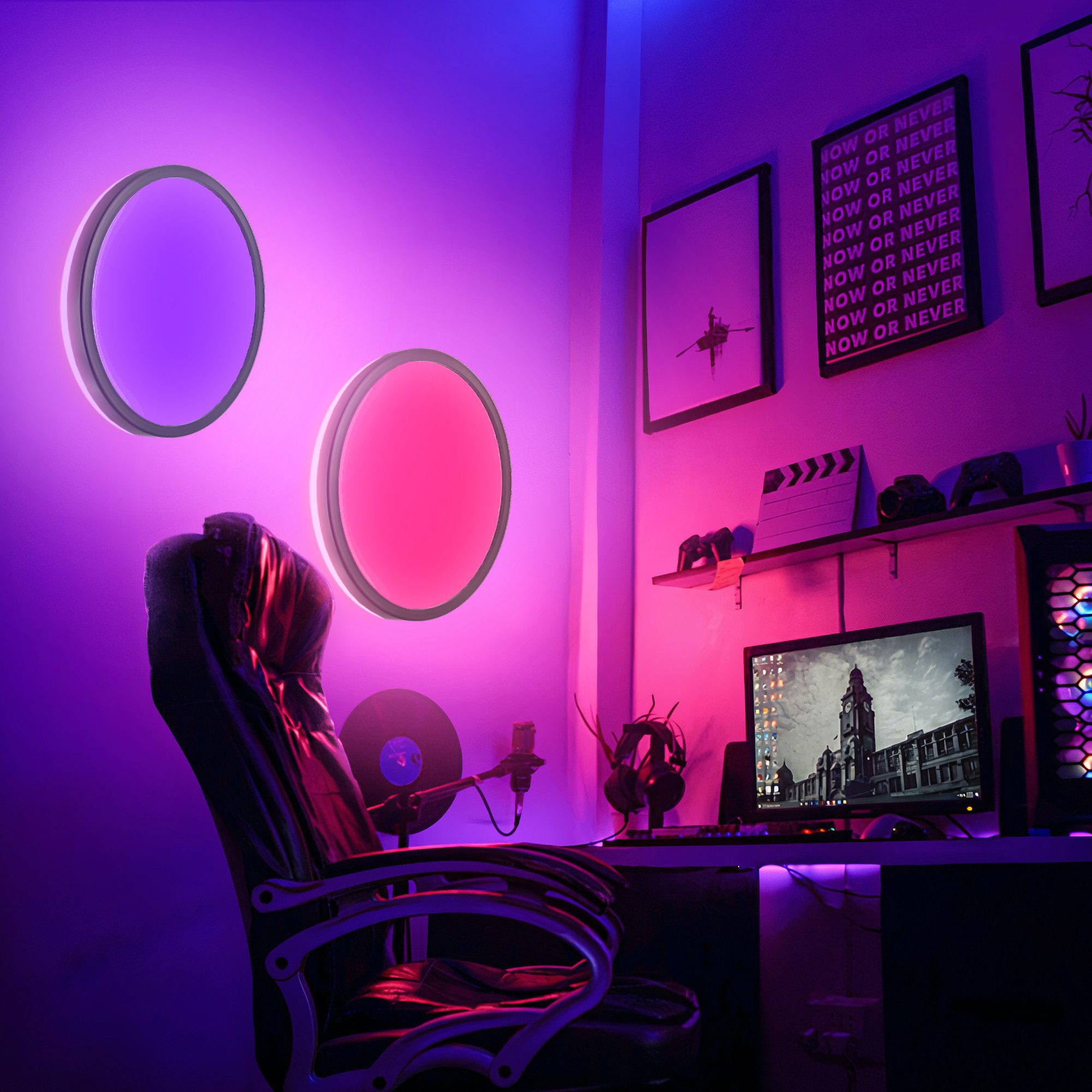 B.K.Licht Deckenleuchte LED Deckenlampe dimmbar Wohnzimmer Fernbedienung Backlight schwarz, Fernbedienung, LED fest integriert, 4000K - neutralweiß, RGB-Farbwechsler, RGBW Panel rund 42cm flach 30mm 22W 2700lm 230V Memory Büro - BKL1554