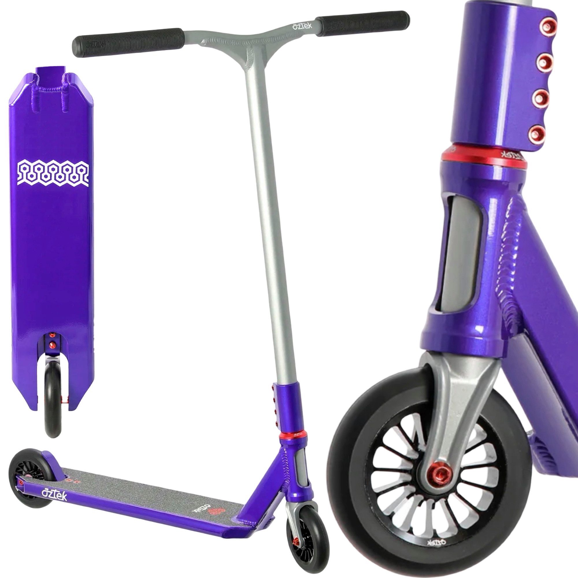 Aztek Stuntscooter Aztek Corsa Complete Stunt Scooter H=85cm 2,9kg Leicht Lila/Silber