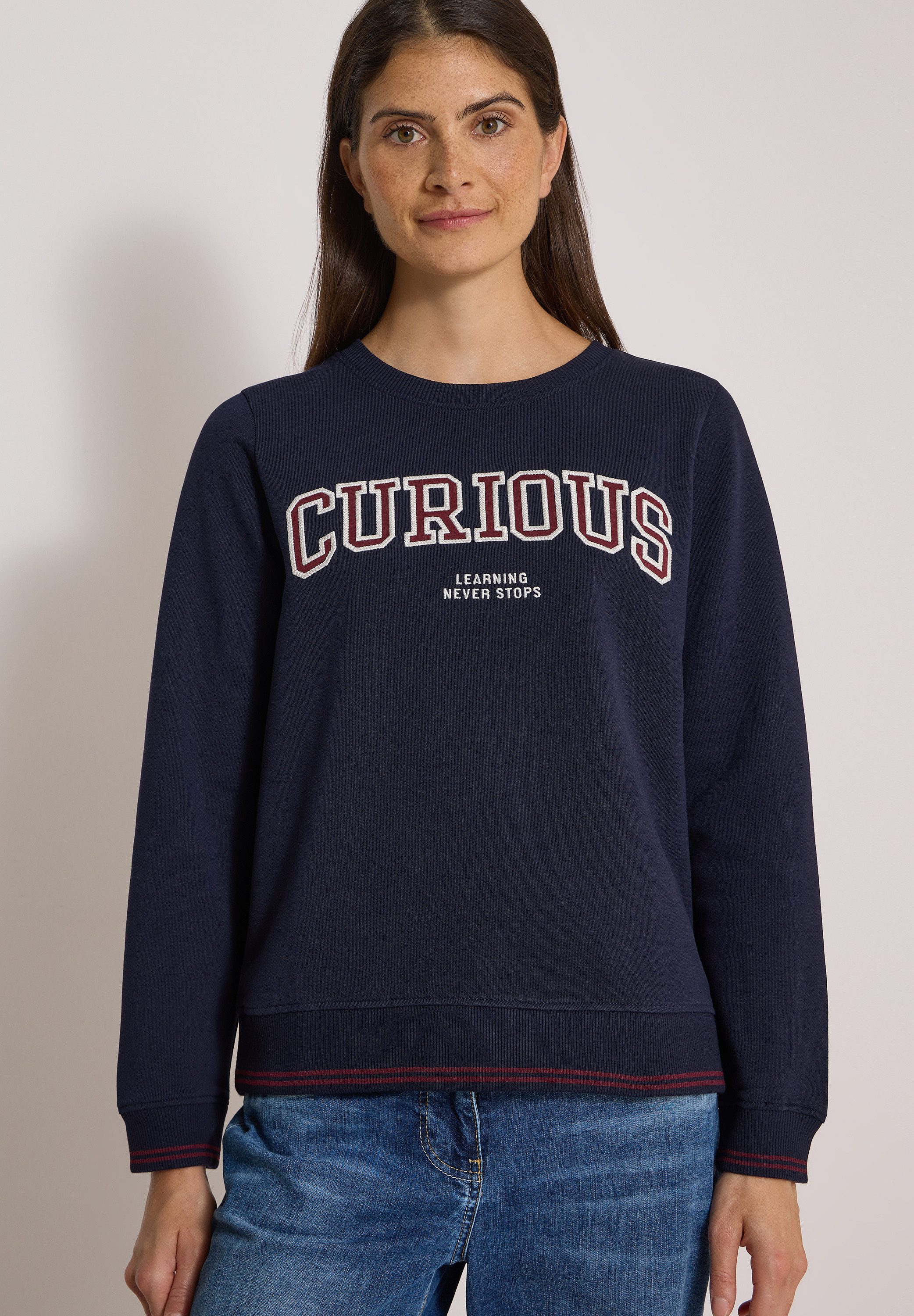 CECIL Sweater mit Rundhals und Stickerei