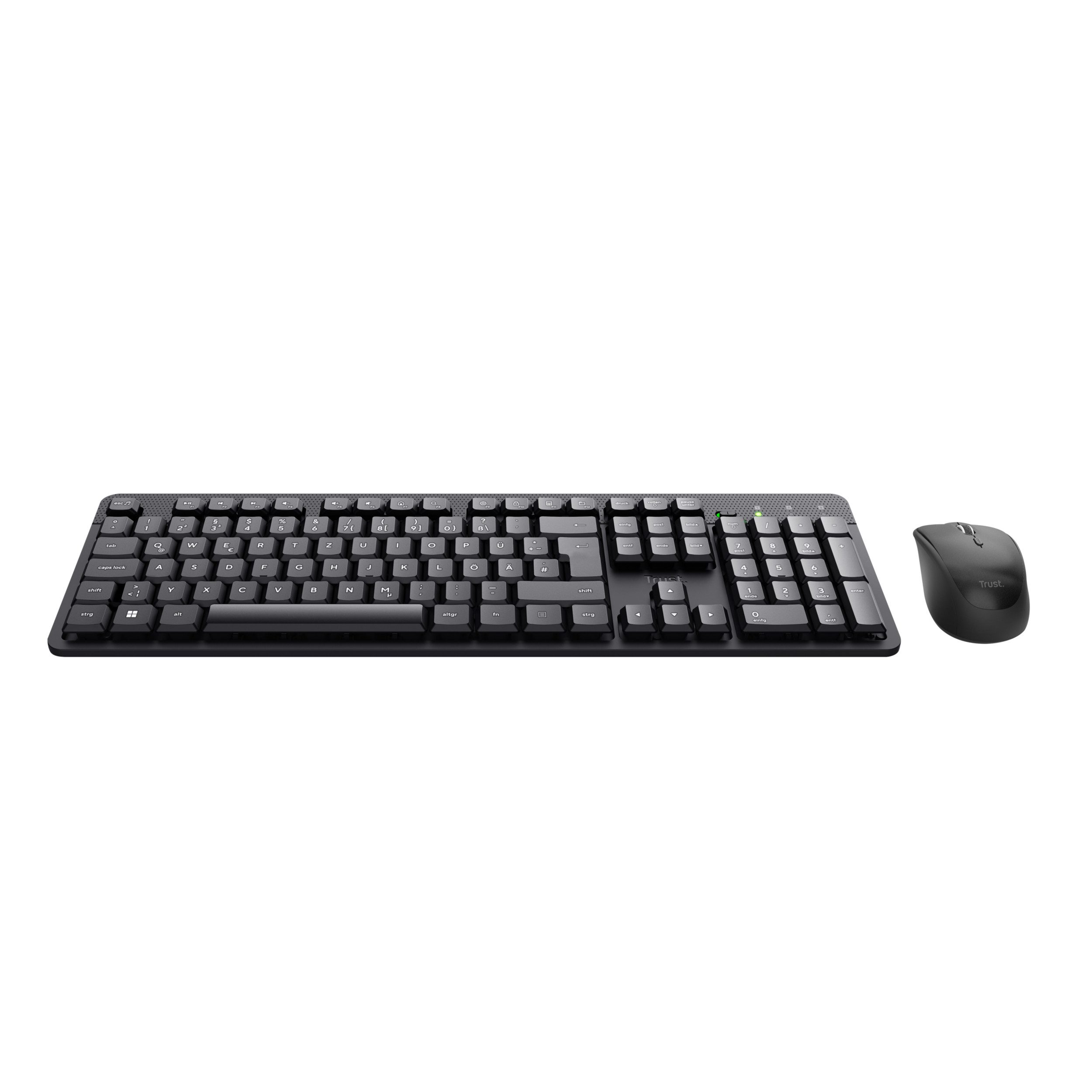 Trust Ody II Silent Wireless Tastatur Maus Set kabellos für PC Laptop Tastatur- und Maus-Set, (Set bestehend aus Tastatur und Maus)
