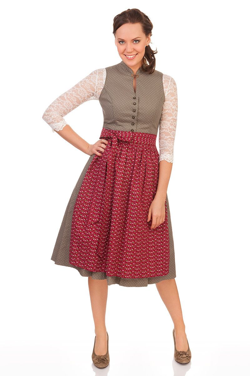 Alpenfee Tracht Dirndl Midi Dirndl 2tlg. - NORA - oliv