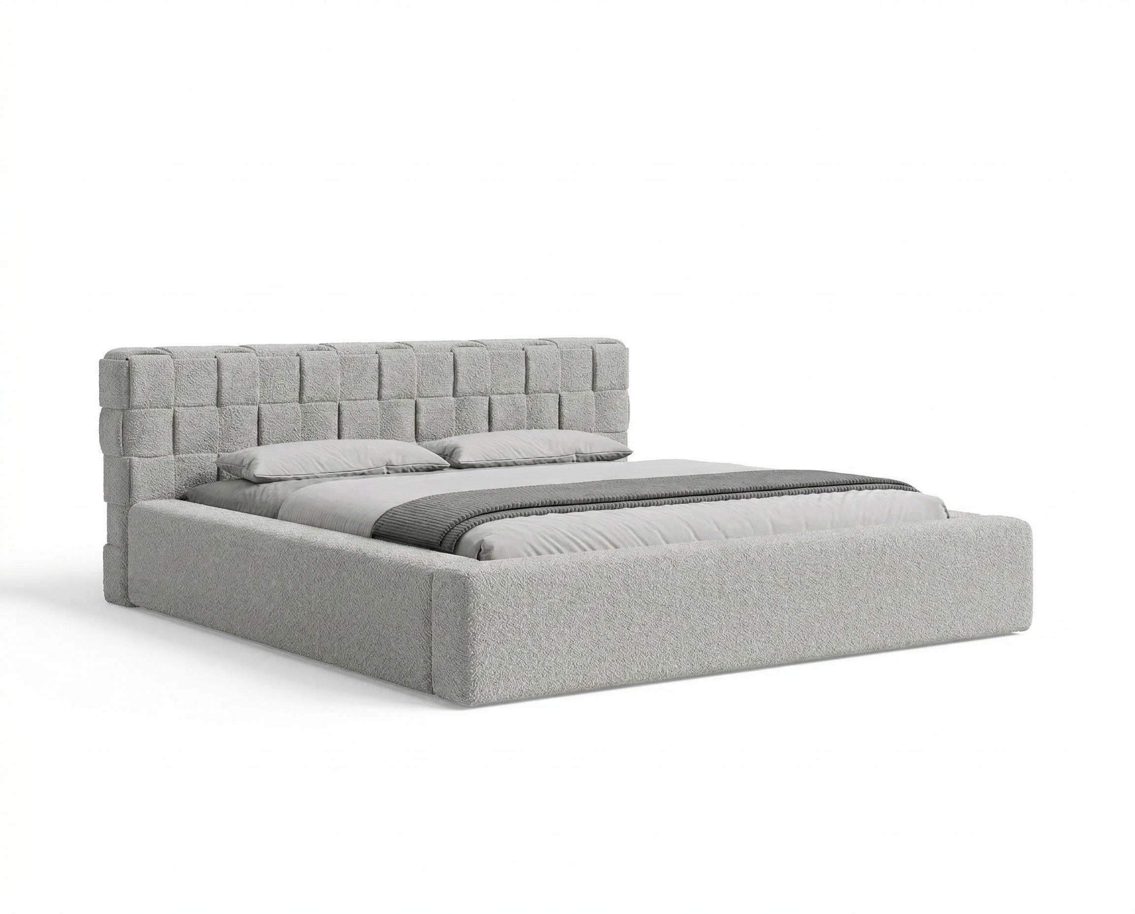 Chilly Möbel Polsterbett Bouclé Stoff mit Stauraum und Lattenrost Metallrahmen (Boxbett ohne Matratze in vielen Farben, 140x200 160x200 180x200 200x200cm), gepolstertem Kopfteil Bettkasten modern