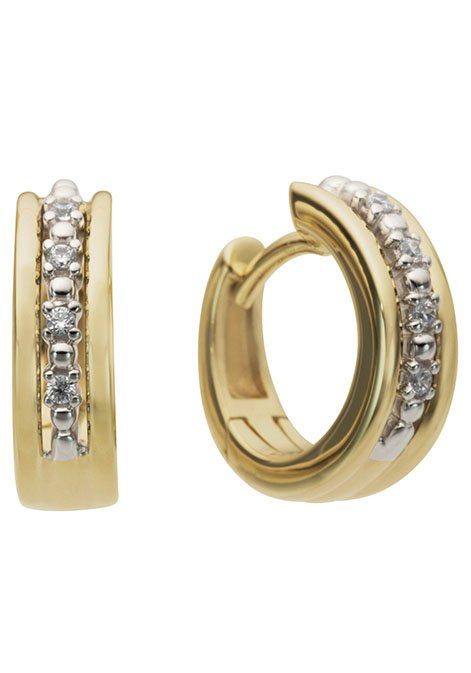 Firetti Paar Creolen Schmuck Geschenk Gold 333 Gerade, mit Brillant - Krappenfassung