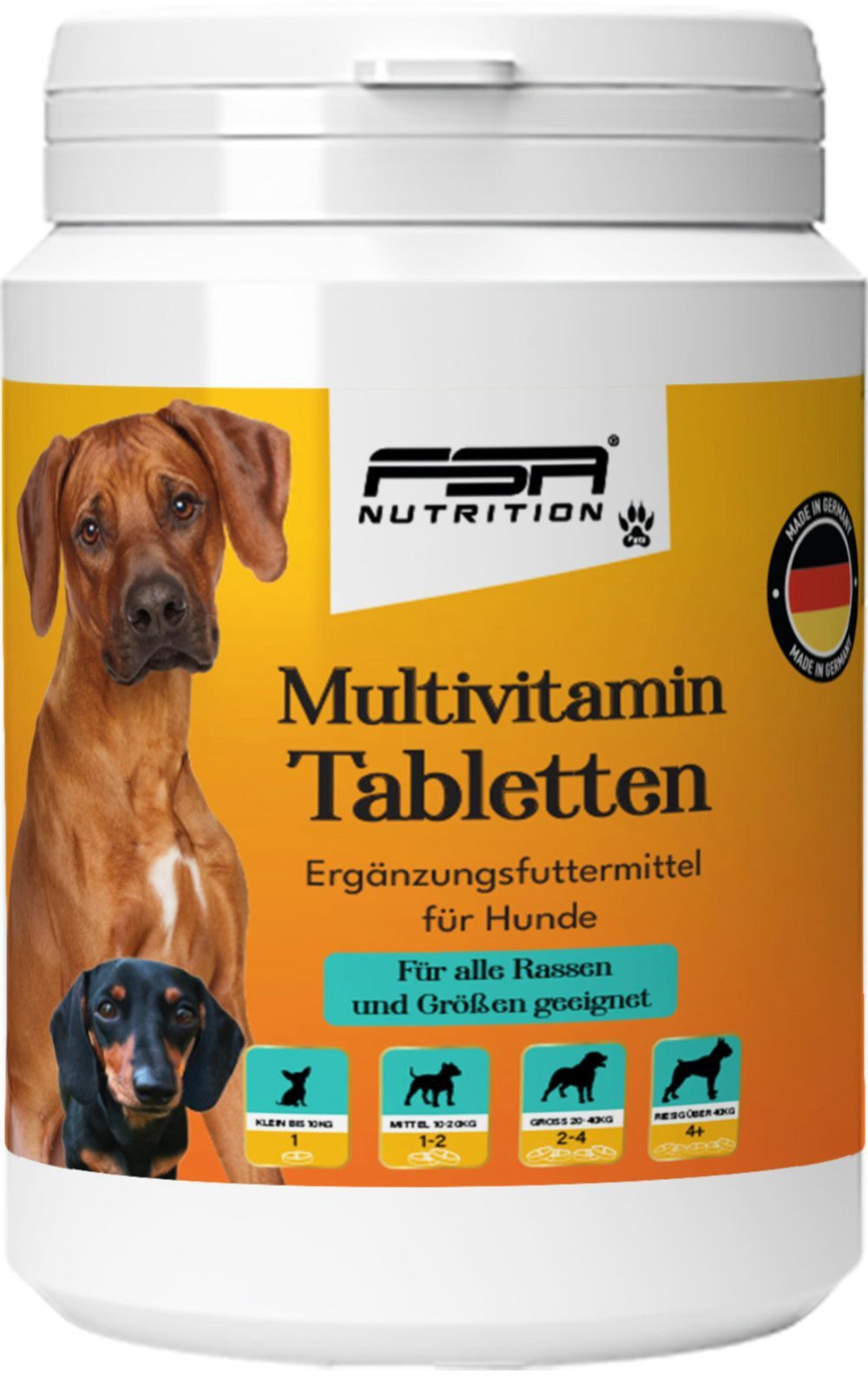 FSA NUTRITION Multivitamintabletten für Hunde, Vitamine für Hunde, Ergänzungsfutter für: Hunde