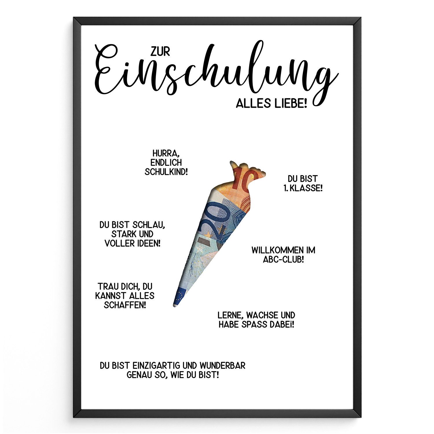 Tigerlino Poster Einschulung Geldgeschenk Schulanfang Zuckertüte Jungen Mädchen