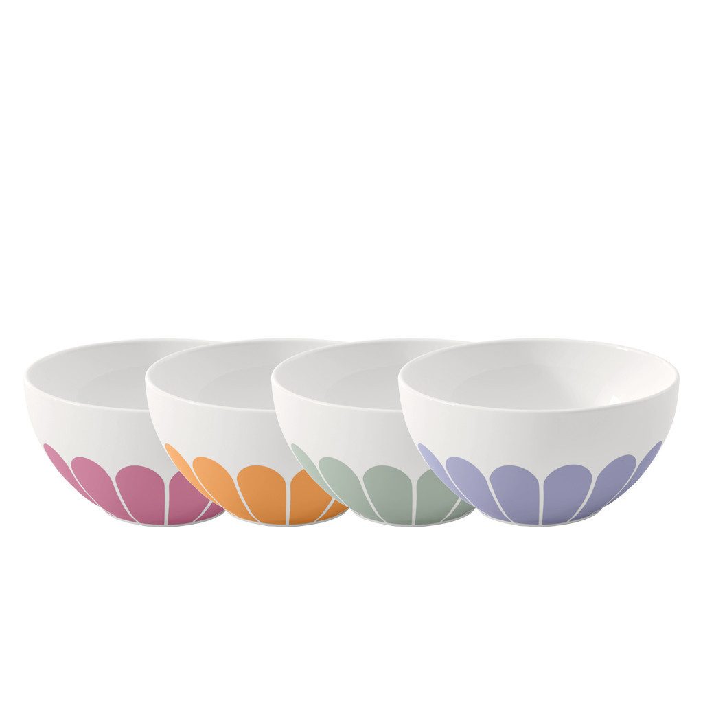 Villeroy & Boch Müslischale Fleur couleur Müslischale 4tlg. 14x14x7cm, Porzellan, (Set, 4-tlg)