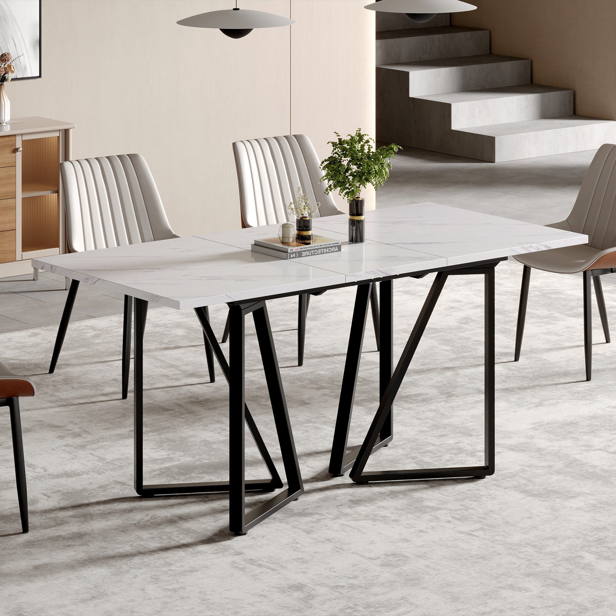 IDEASY Esstisch Esstisch erweiterbar Marmor-Optik mit günstig online kaufen