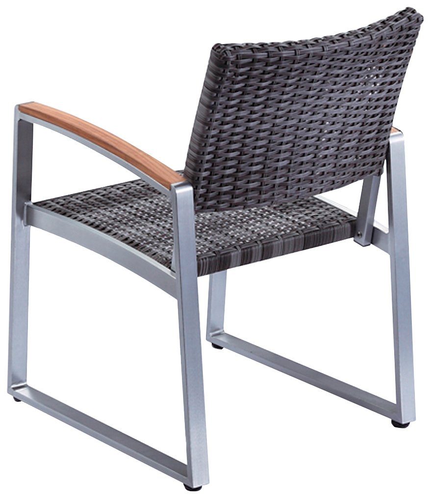 Garden Pleasure Gartenstuhl AVA (Set, 2 St), 2er Set, Polyrattan/Teakholz, altweiß