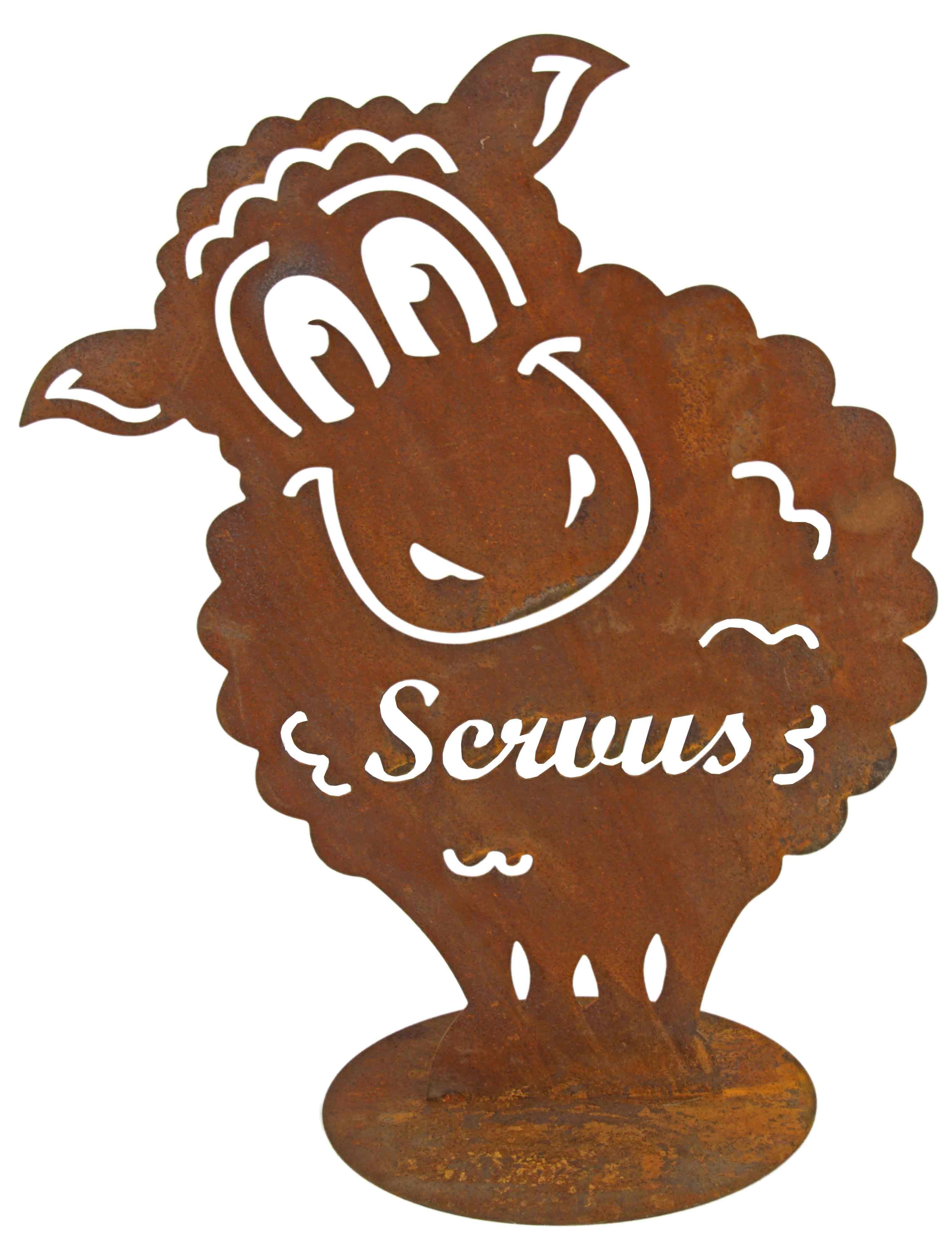 Gartenursel Dekofigur Schaf mit den Gruß Servus (1 St)