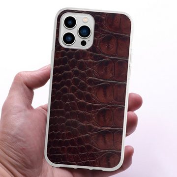 DeinDesign Handyhülle Krokodil Leder Animalprint Croco dark brown, Apple iPhone 13 Pro Max Silikon Hülle Bumper Case Handy Schutzhülle