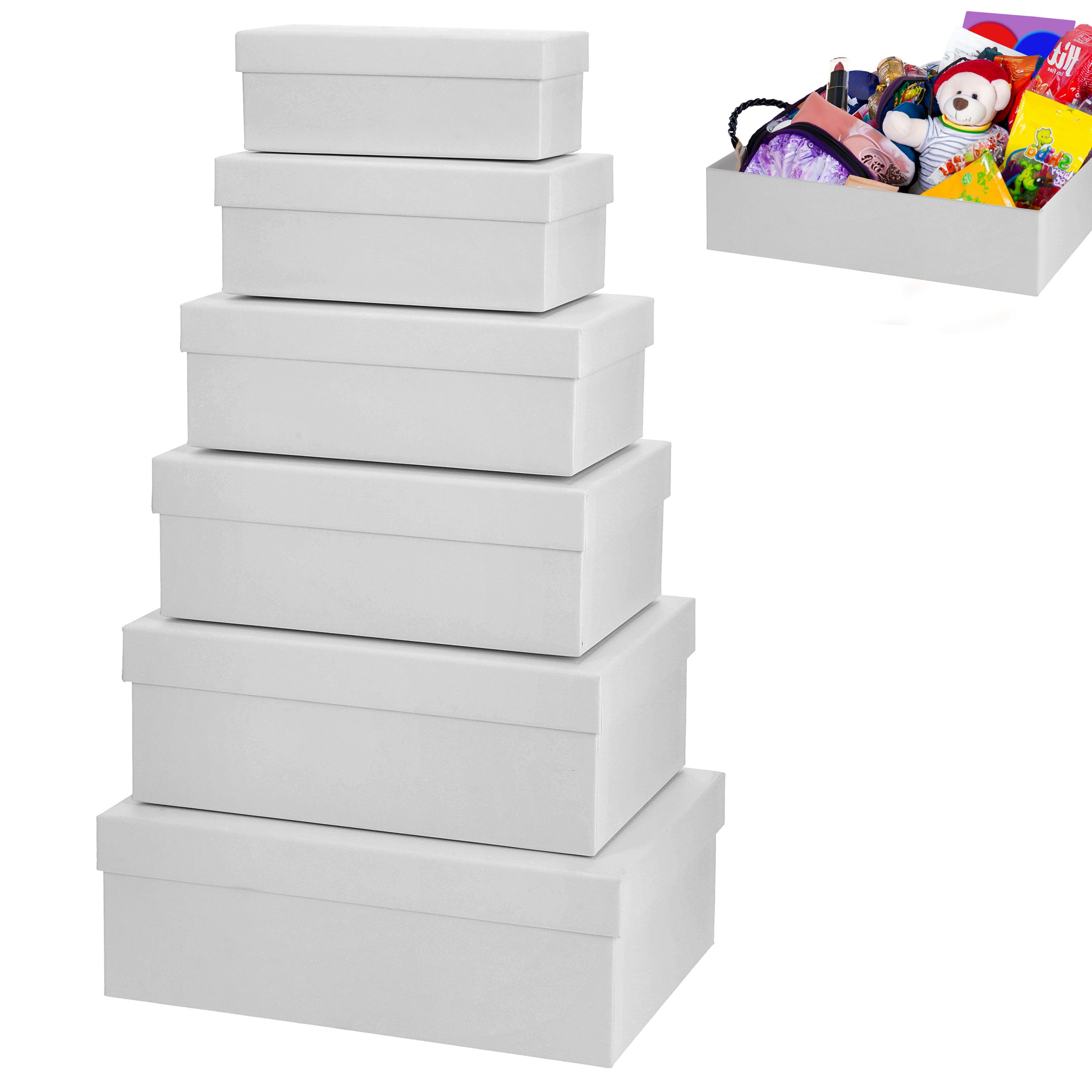 CEPEWA Aufbewahrungsbox Boxenset 6er Set weiß 6 Größen Karton Schachteln Boxen Geschenk