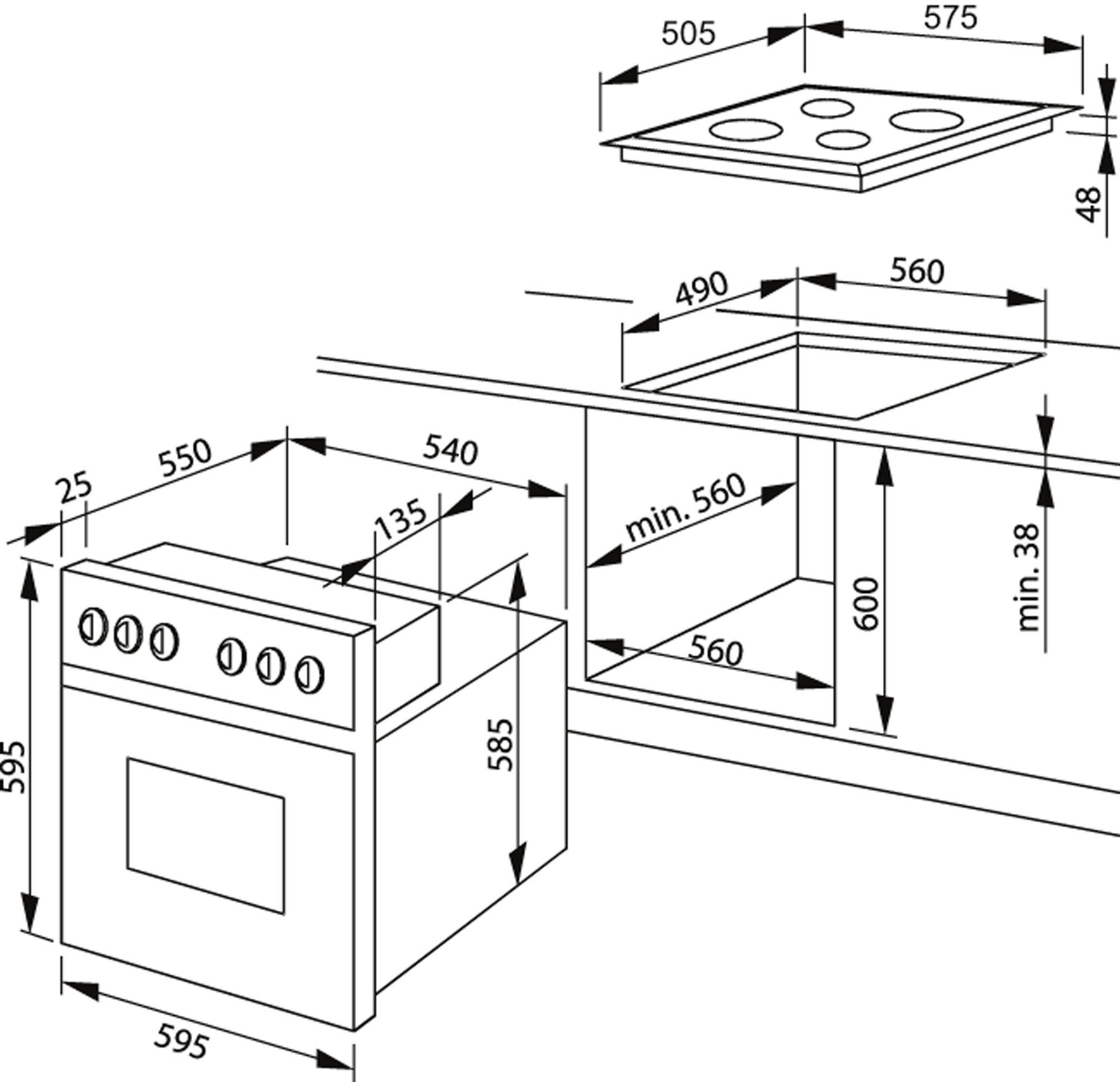 Clean Steam SM, mit Elektro-Herd-Set 1-fach-Teleskopauszug, Amica 107 933 EHC