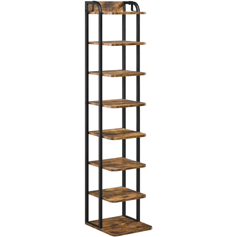 Yaheetech Schuhregal Schmaler Schuhschrank im Vintage-Stil mit Metallkonstruktion, Schuh-Organizer mit 8 Ebenen 30 cm L × 26,5 cm B × 128 cm H