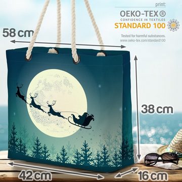 VOID Strandtasche (1-tlg), Santa Claus Schlitten Beach Bag Nikolaus Weihnachtsmann Schlitten Mond Weihnach