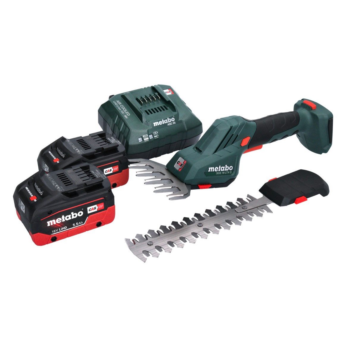 metabo Akku-Grasschere SGS 18 LTX Q Akku Gras und Strauchschere 18 V + 2x Akku 5,5 Ah + Lade
