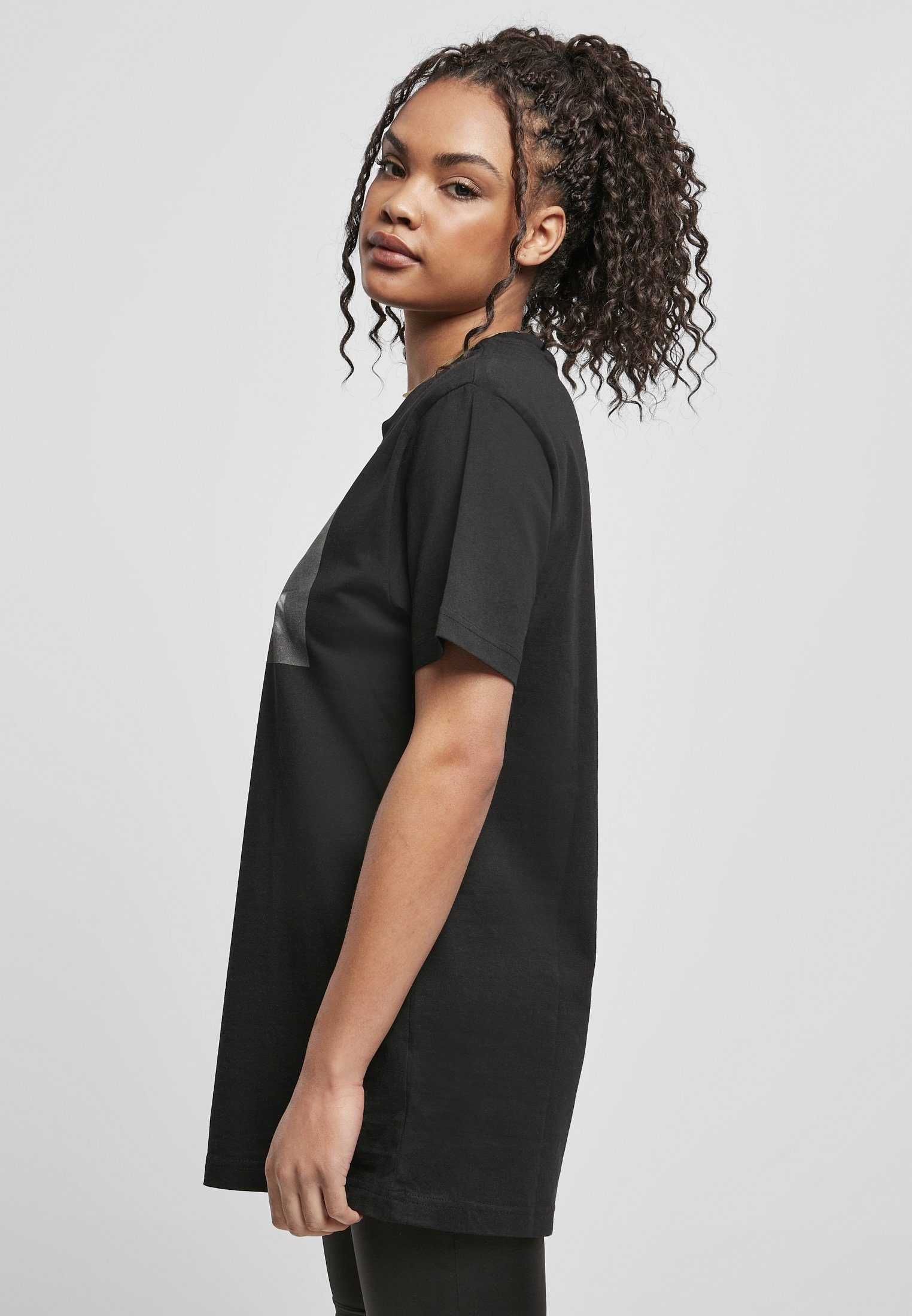 (1-tlg) Damen Upscale Oversize black Tee by Le Mister Kurzarmshirt Papillon Tee