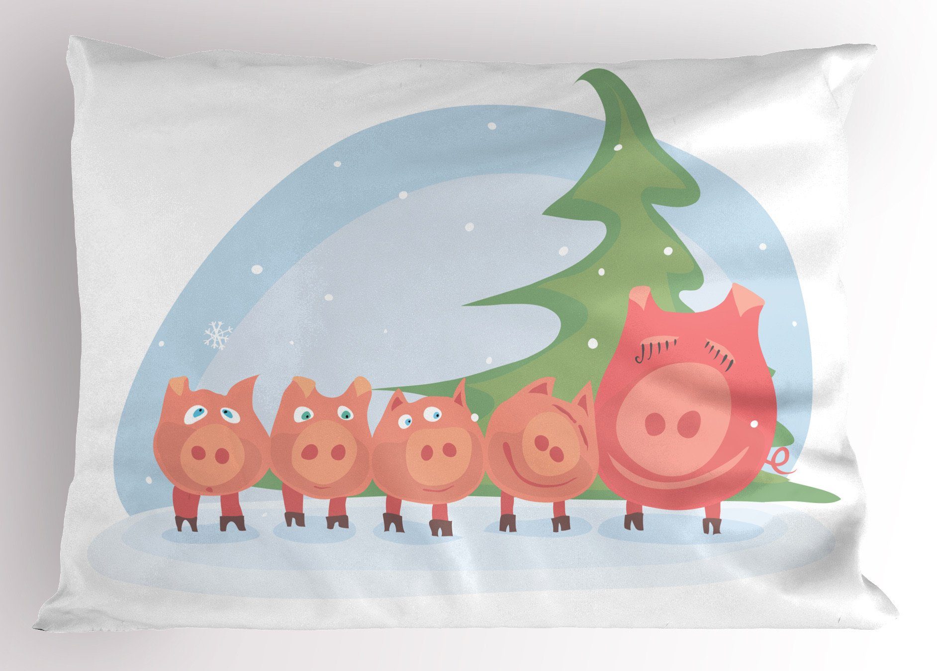 Stück), Weihnachtsbaum Standard (1 Kissenbezug, Kissenbezüge Dekorativer Gedruckter Size Abakuhaus Schwein Familie unter King einem