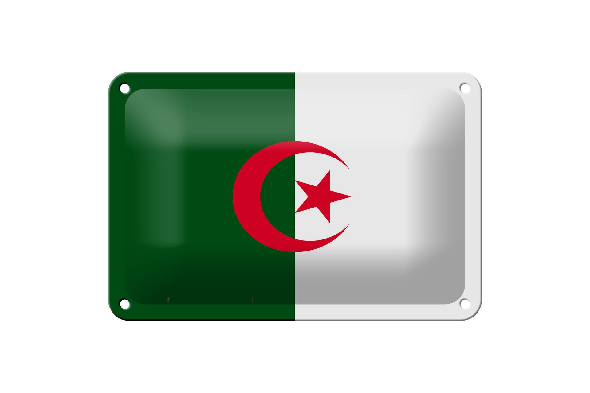 Femer GmbH Metallschild Flagge Algeriens 18x12cm Flag of Algeria, (1 St), gewölbte Oberfläche, abgerundete Ecken, umgeschlagene Kanten