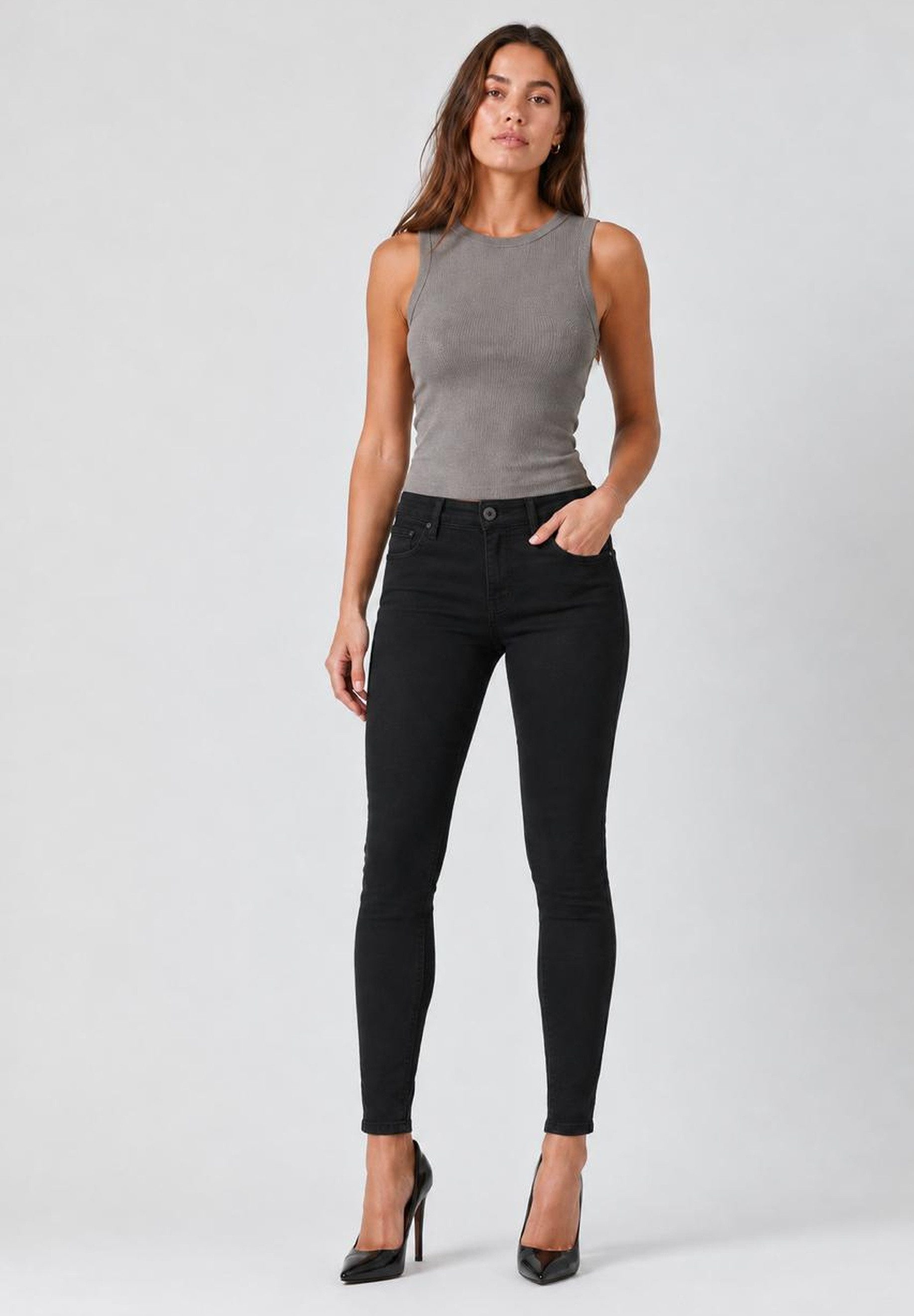 Elara Skinny-fit-Jeans Damen Mid Waist und klassischem 5-Pocket Look
