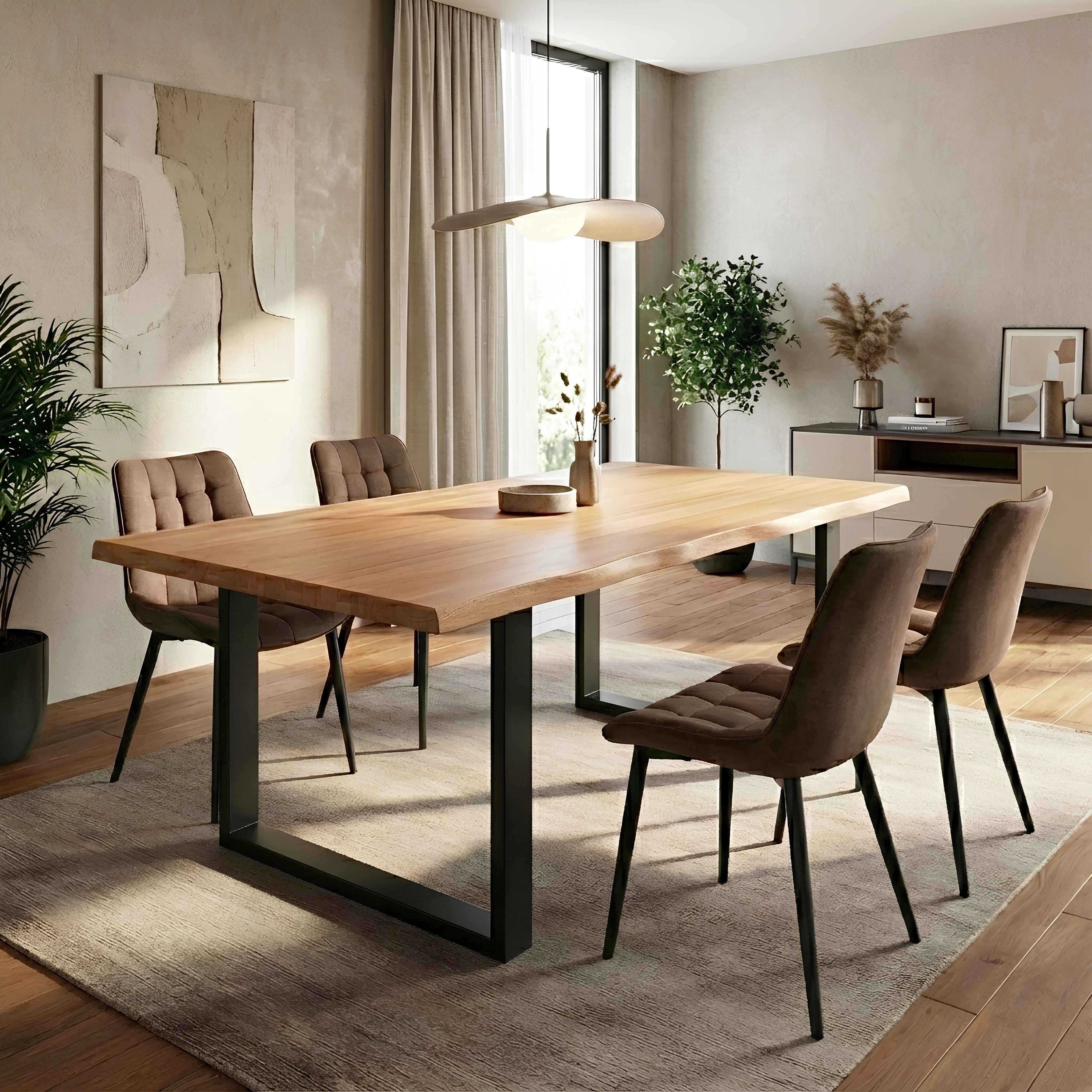 Krok Wood Esstisch Dublin aus Massivholz mit Metallbeine