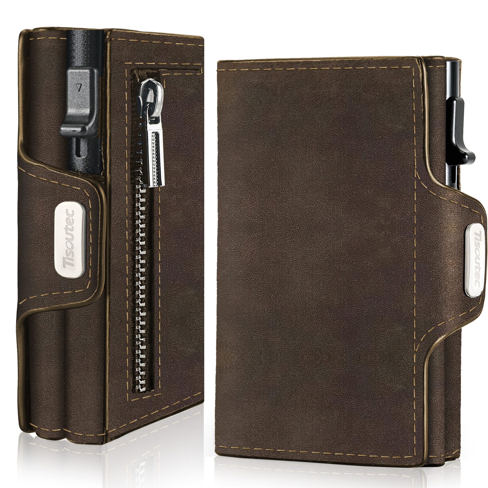 Forrlite Geldbörse Geldbörse Herren mit RFID Schutz, Portmonee Portemonnaie Herren klein (Slim Wallet mit Münzfach, Mini Geldbörse Herren&Damen, Kreditkartenetui Kartenetui-Geldbeutel 12 Karten, Kartenhalter Carbon)