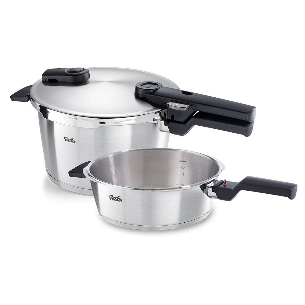 Fissler Schnellkochtopf Fissler Vitaquick Premium 4,5 L Schnellkochtopf 2,5L Schnellbratpfanne, Edelstahl