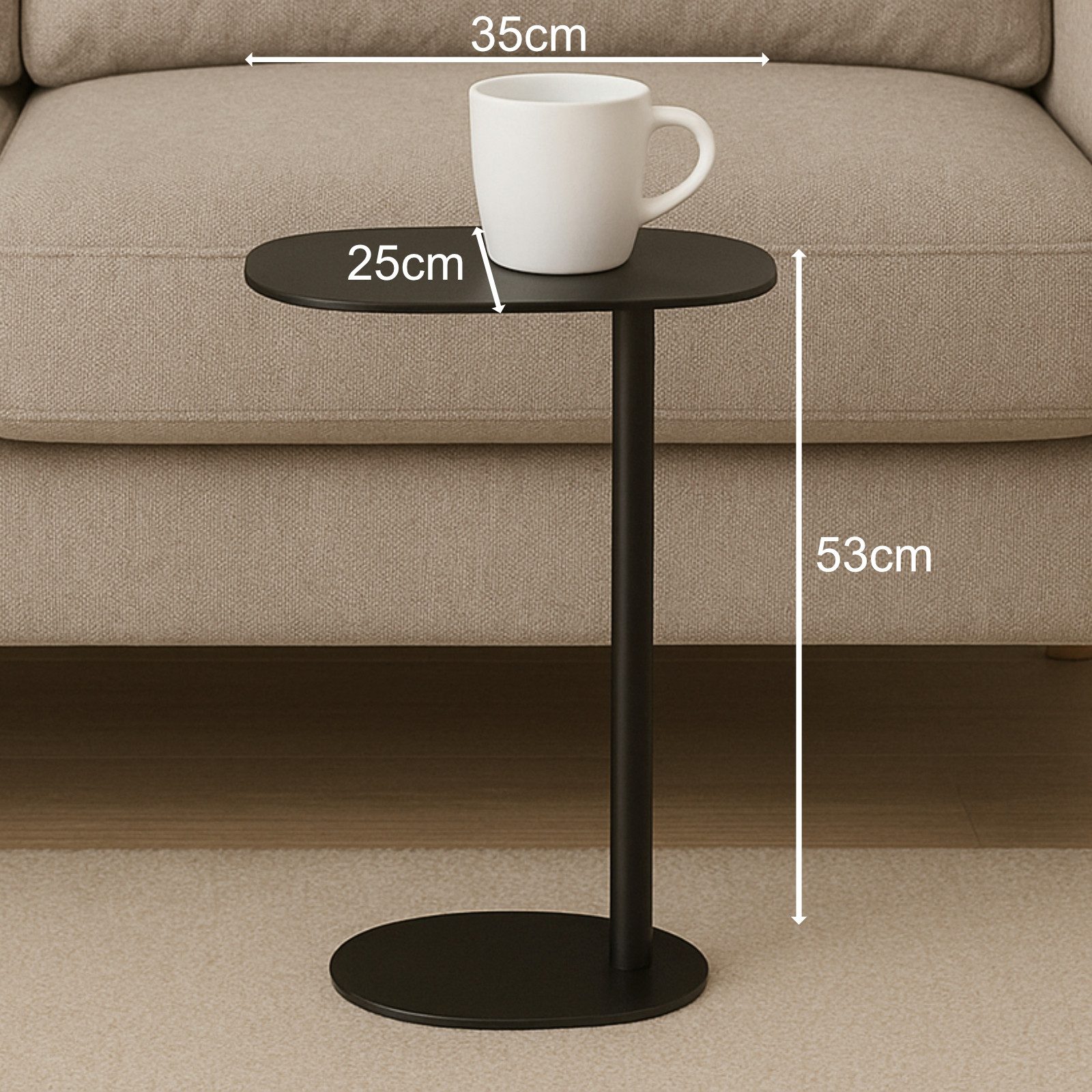 Koopman Beistelltisch Sofatisch Metalltisch Oval 53x35x25 cm Beige / Schwar günstig online kaufen