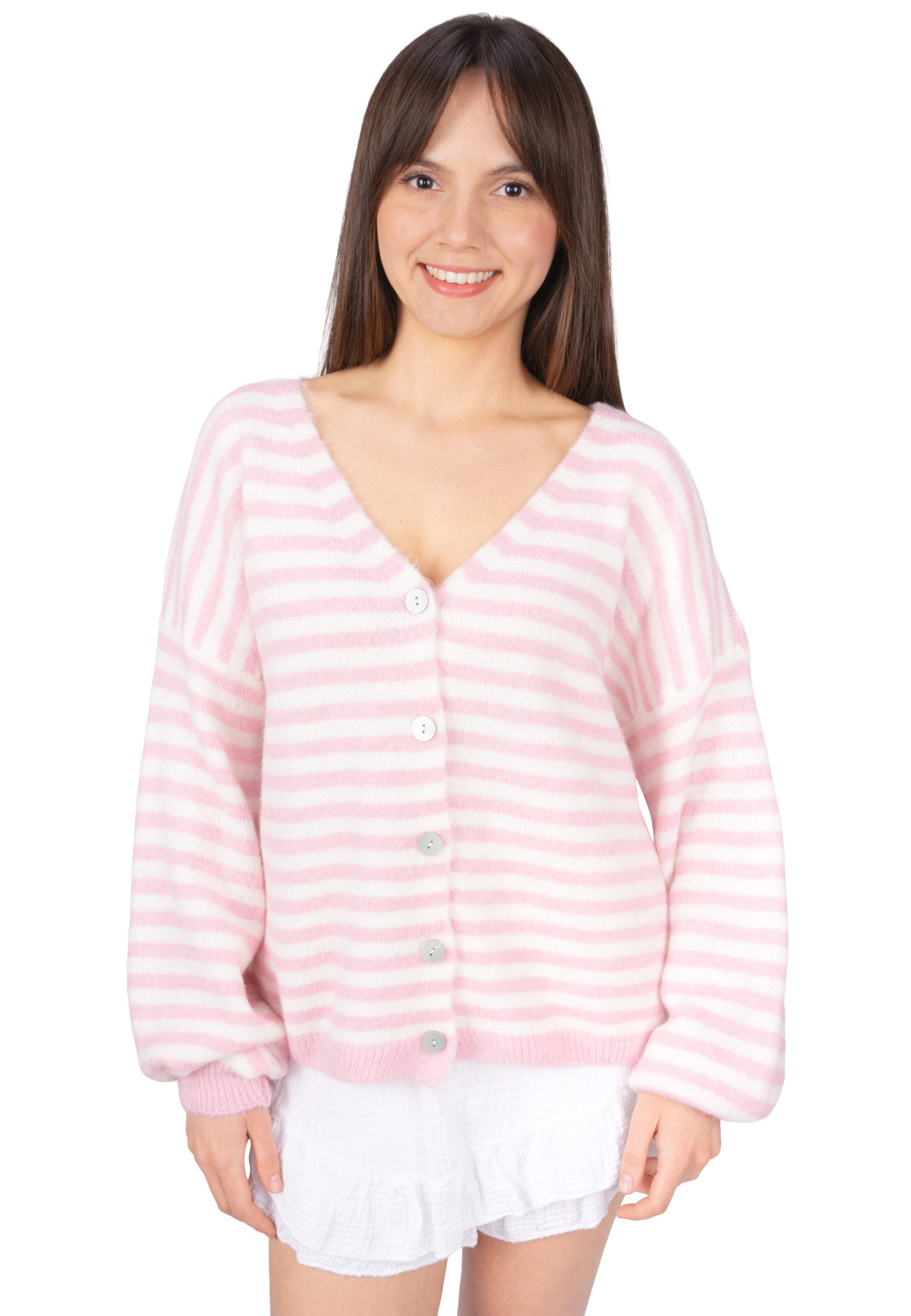 Seasons of April Cardigan CANDY (1-tlg) Damen Cardigan Gestreift Kuschelig günstig online kaufen