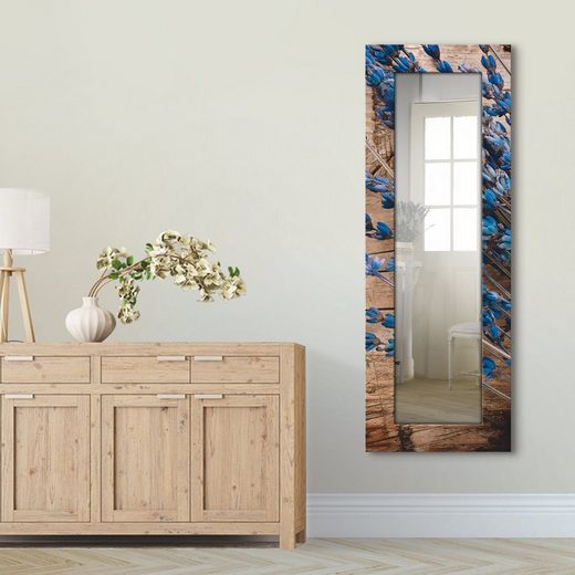 Artland Wandspiegel »Lavendel vor Holzhintergrund«, gerahmter Ganzkörperspiegel mit Motivrahmen, geeignet für kleinen, schmalen Flur, Flurspiegel, Mirror Spiegel gerahmt zum Aufhängen