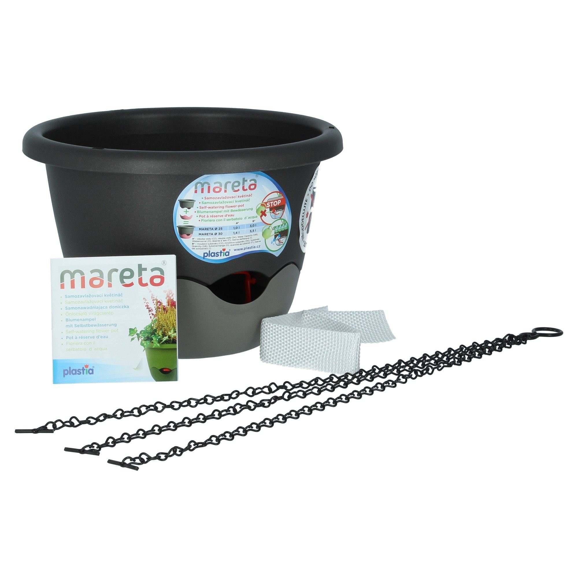 PLASTIA Blumentopf Mareta 25 Anthrazit / günstig online kaufen