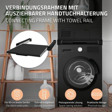 ML-DESIGN Waschmaschinenunterschrank Verbindungsrahmen Zwischenbausatz Zwischenrahmen Stahl 60x60cm Schwarz für Waschmaschine/Trockner Universal