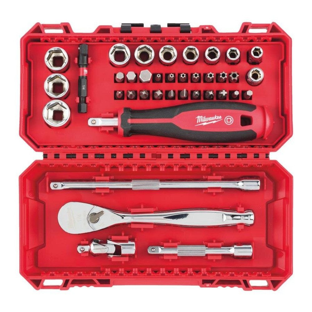 Milwaukee Bit- und Steckschlüsselset MILWAUKEE STECKSCHLÜSSEL-SATZ 1/4" MIT RATSCHE
