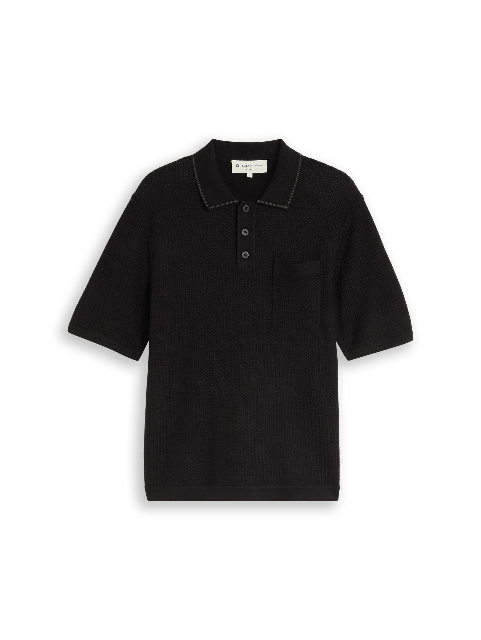 TOM TAILOR Denim T-Shirt Pullover & Strickjacken Relaxed Fit Strick-Poloshirt mit Brusttasche