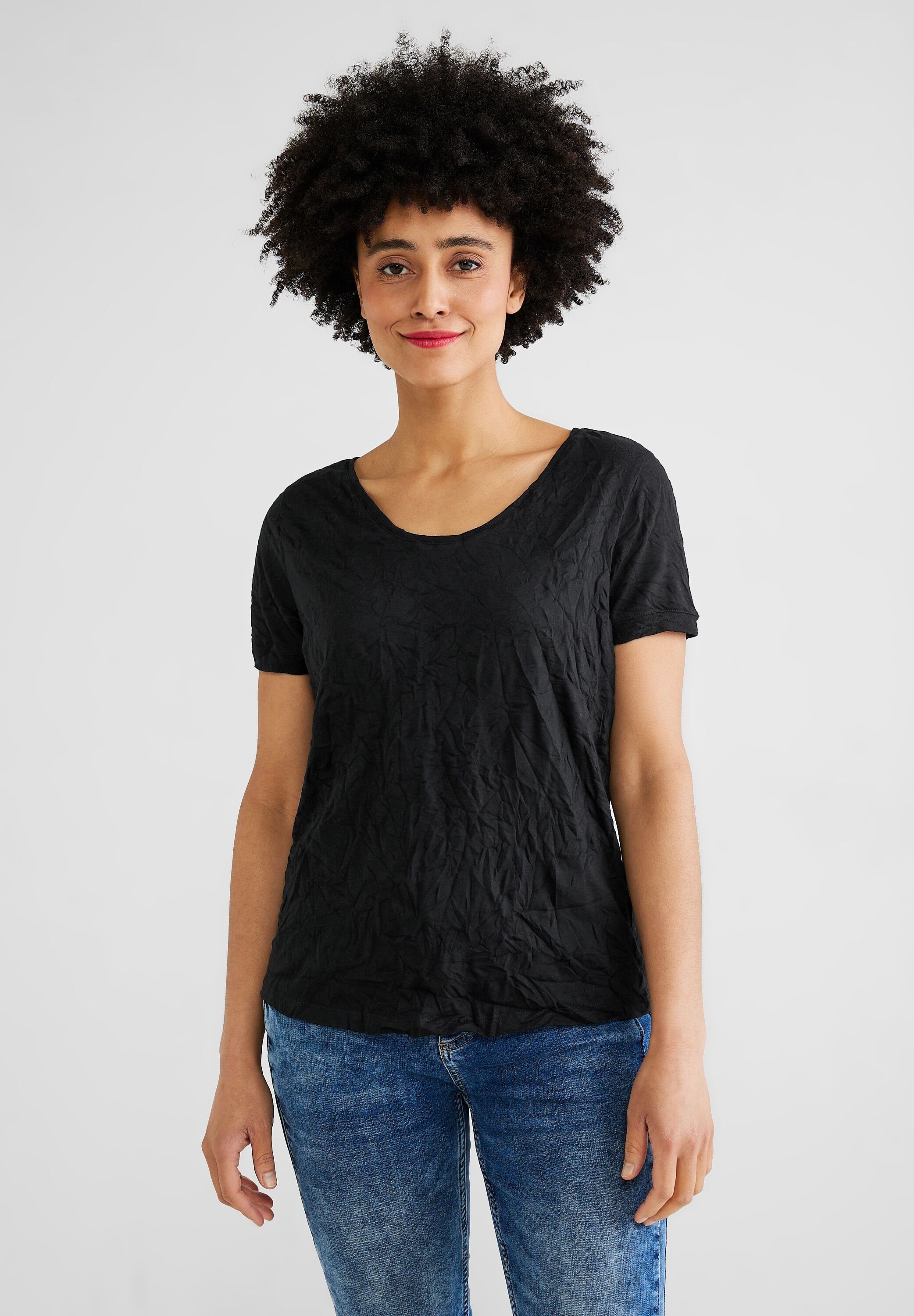100 % neuer Versandhandel STREET ONE T-Shirt aus softem Black Materialmix