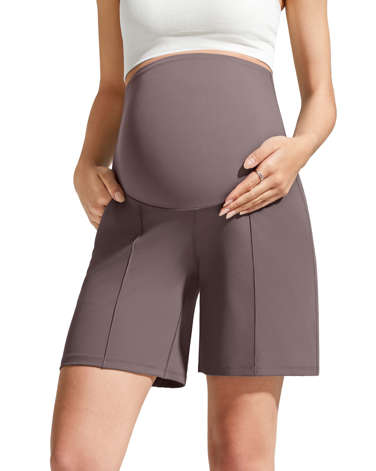 G4Free Umstandsshorts Damen Umstandsbermudas Umstandssweathose Stretch-Umstandshose Evergoing Freizeithose Workout-Hose mit Taschen über dem Bauch