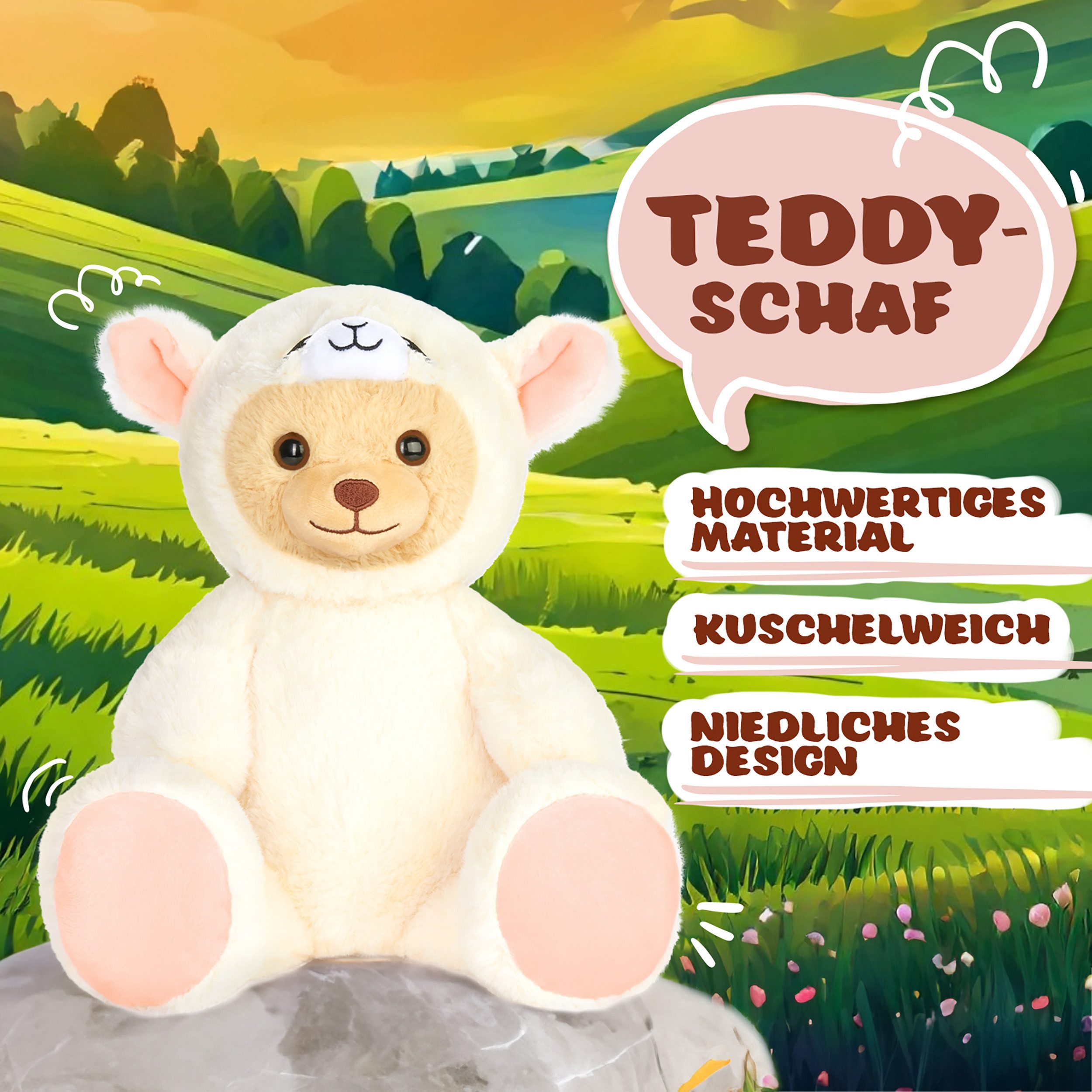 BRUBIES Kuscheltier Teddy Schaf - 25 cm Teddybär im Schafkostüm mit Kapuze günstig online kaufen