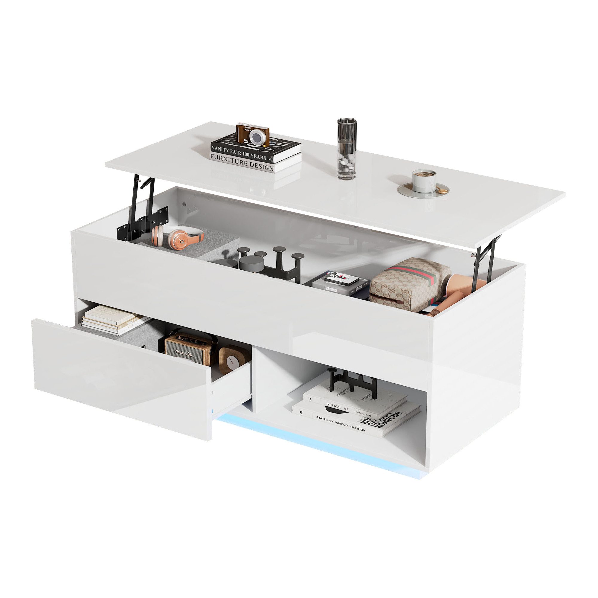 Merax Couchtisch Hochglanz-Lift-Top-Wohnzimmertisch (1-St., 100x50x55 cm), günstig online kaufen