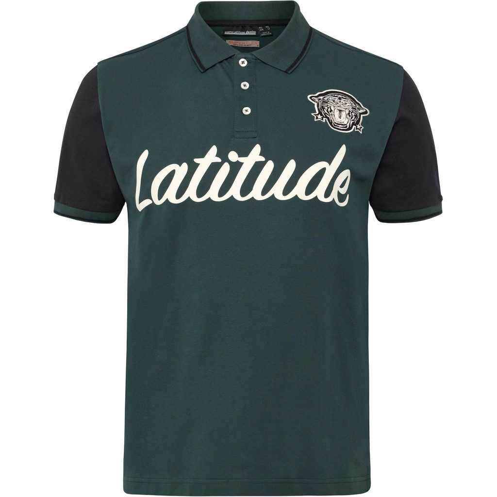 Poloshirt Polo mit kontrastfarbenen Ärmeln Schwarz