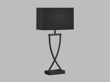 meineWunschleuchte LED Nachttischlampe, LED wechselbar, Warmweiß, große Designer-lampe mit Stoff Lampenschirm Schwarz Gold-en, Höhe 51cm