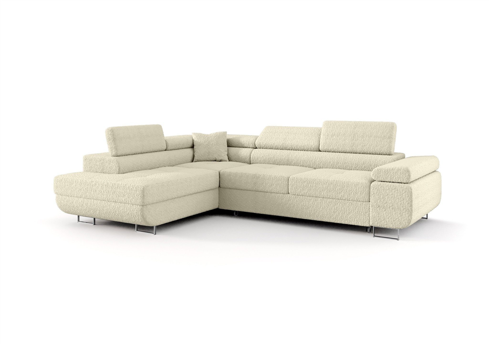 Fun Möbel Ecksofa Schlafsofa FUN MARIKO mit Ottomane in Stoff, Kopfstützen verstellbar