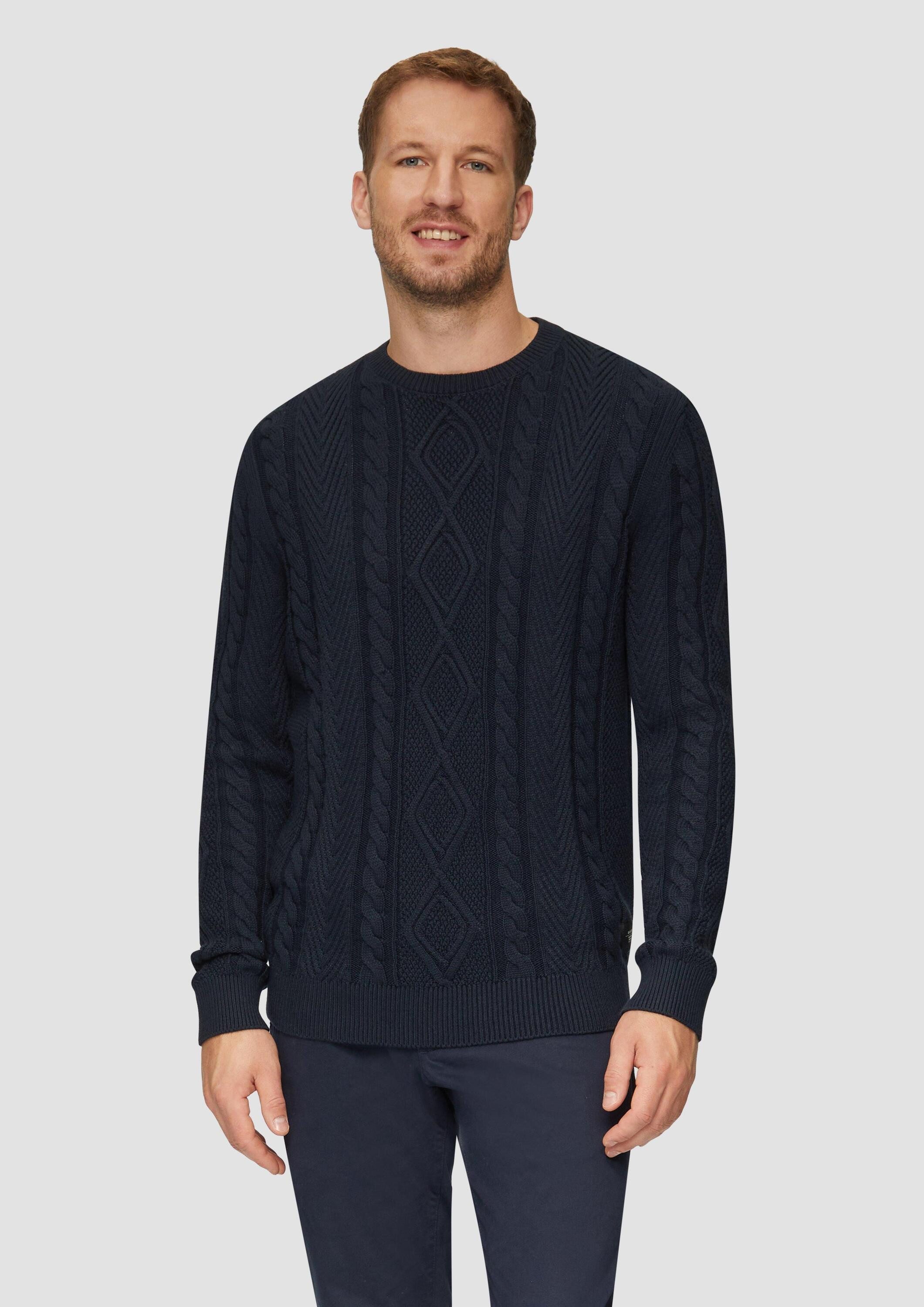 s.Oliver Longpullover Strickpullover Strickpullover mit Zopfmuster günstig online kaufen