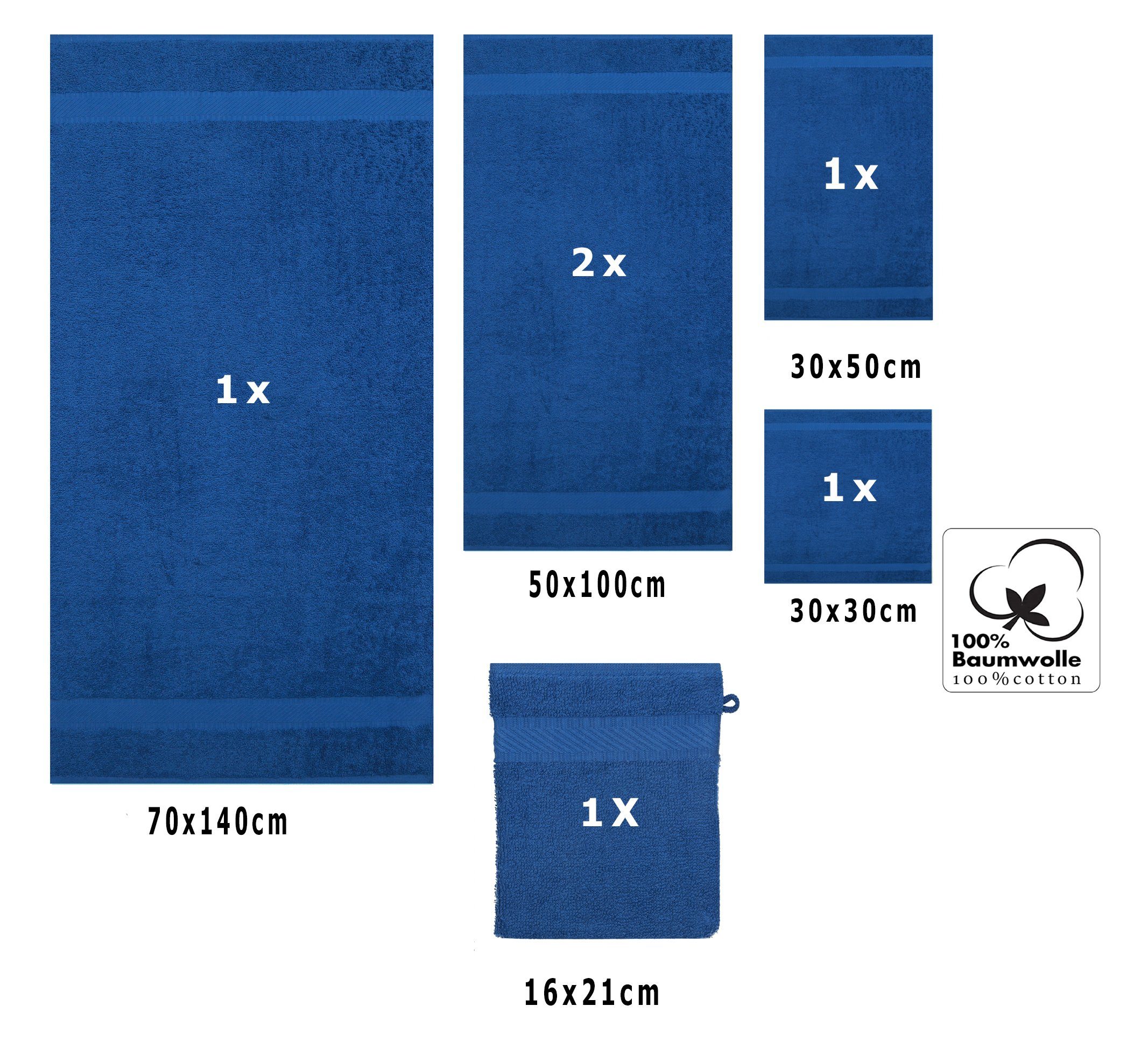Handtuch Palermo in Farben, verschiedenen Set Baumwolle blau 100% Betz tlg. 6