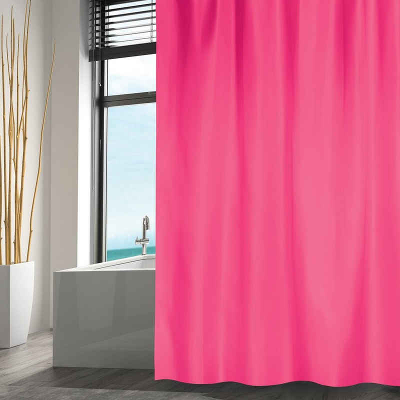 MSV Duschvorhang Cotexsa LISO Breite 180 cm, Premium Textil-Duschvorhang, 100% Polyester, wasserundurchlässig, Anti-Schimmel-Effekt, Anti-Bakteriell beschichtet, waschbar 30°, 180 x 200 cm, Farbe rosa