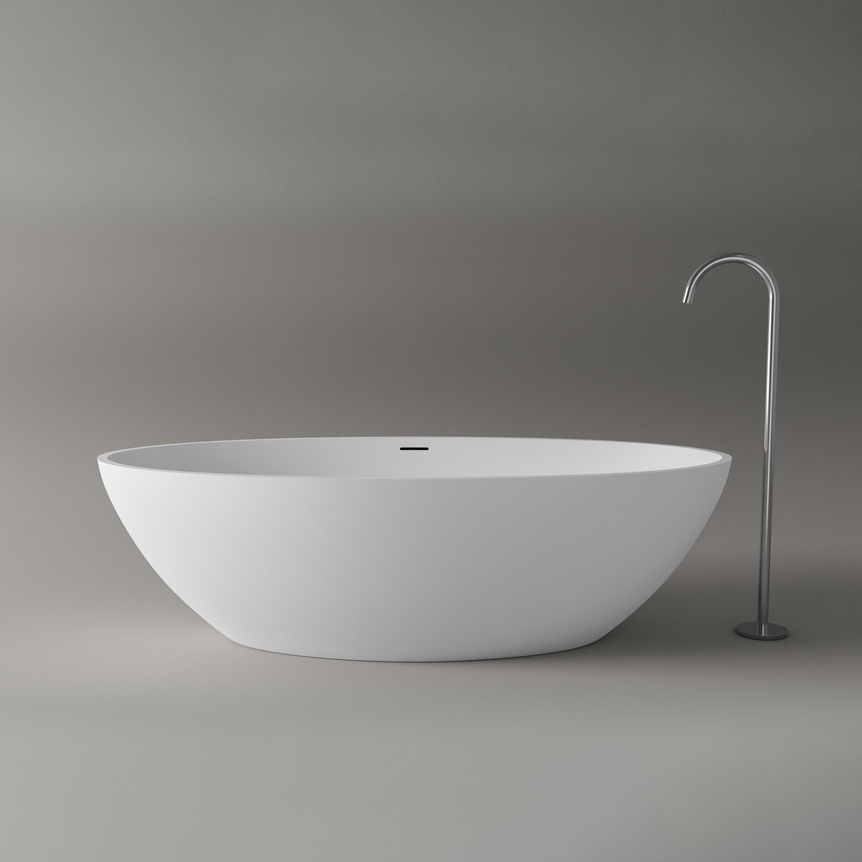 Bernstein Badewanne RIO STONE 180 x 85 cm, Freistehende Badewanne Mineralguss matt oval